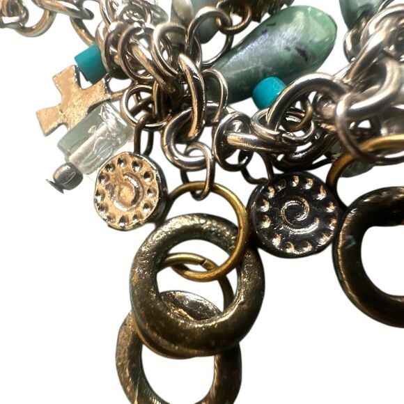 Vintage Charm Cluster Necklace with Natural Stones & Mixed Metals - Picture 11 of 11